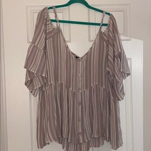 Torrid White and Lilac Cold Shoulder Top Size 4